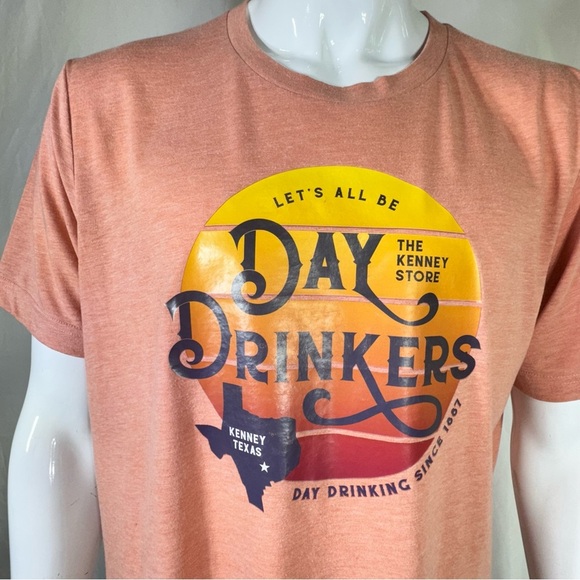 Bella Canvas Let’s All Be Day Drinkers The Kenney Store Texas T-Shirt - Peach - Picture 2 of 6